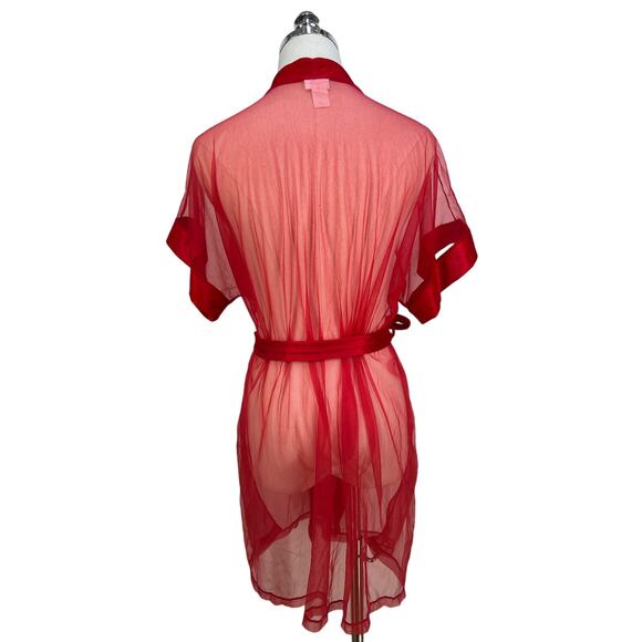 Vintage Fredrick's of Hollywood Red Sheer Nylon Robe Lingerie - Picture 7 of 7